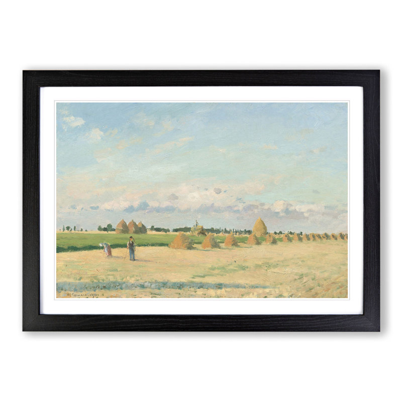 Landscape in France by Camille Pissarro - Picture Frame Painting, Black Framed, 36cm H x 48cm W x 2cm D