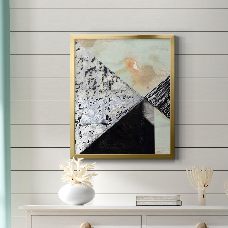 «Tiles & Texture Abstract Angles I», toile encadrée de qualité supérieure - prête à être accrochée, Or, H 20 po x l 16 po