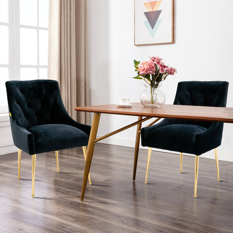 Chaise rembourrée en velours Sandstrom, Noir