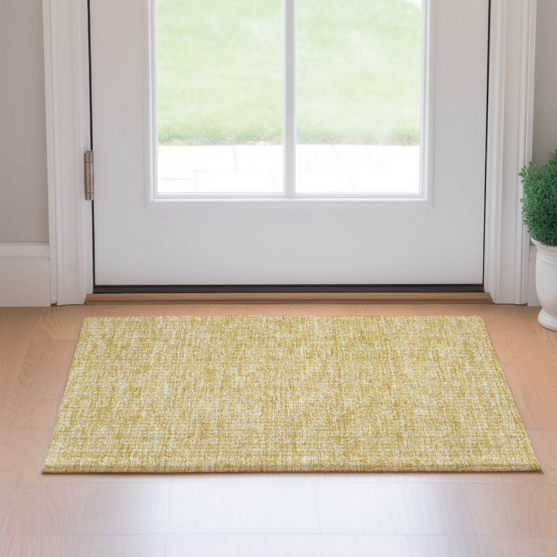 Premium Machine Washable Prisco Gold Rug, Rectangle 1'8" x 2'6"
