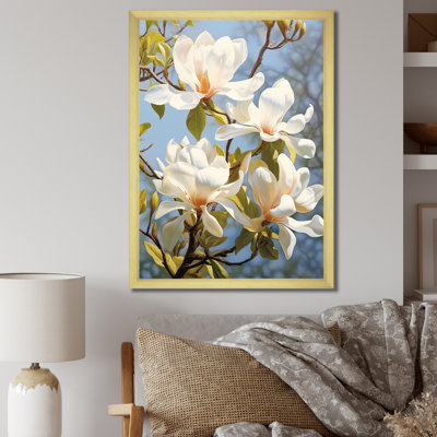White Yellow Magnolias Magnolia Bliss Ii - Floral Wall Art Living Room