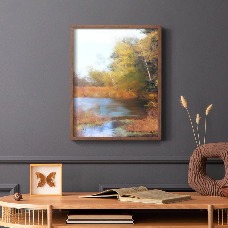 «River Scene I», reproduction encadrée - bois massif, Brun, H 20 po x l 16 po