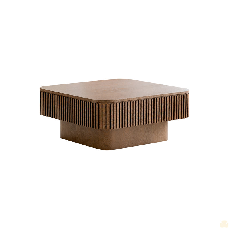 Table basse 31,5 "carrée avec rangement, Noyer