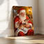 Père Noël tenant un cerf sur toile-1875642998
