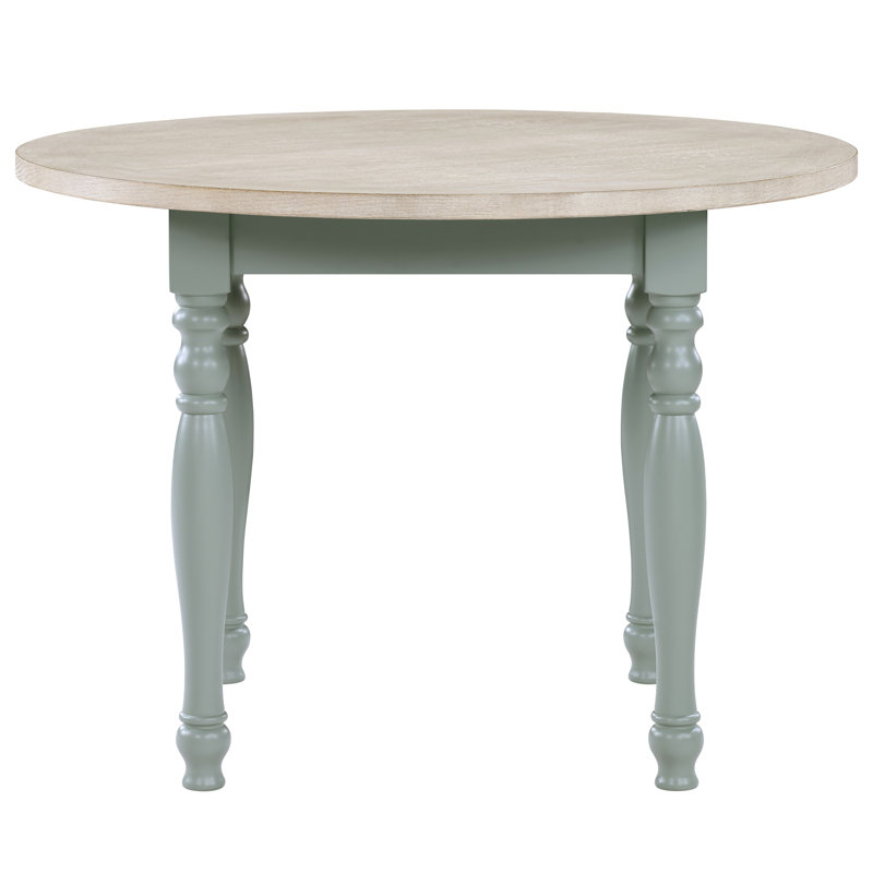 Darcy 42" Round Wood Dining Table, Washed Linen/Mint Green