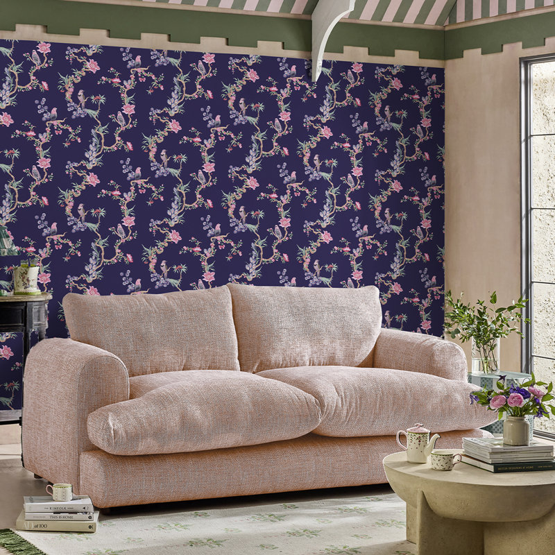 Cath Kidston Birds & Berries Navy Wallpaper, Navy