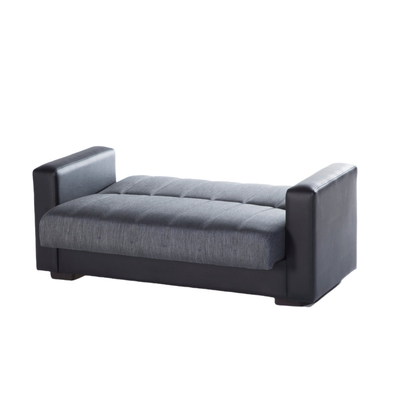 Nivea 63'' Upholstered Futon And Mattress, Gray 100% Polyester