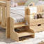 Lits de plancher en bois peu encombrants avec rangement et escaliers mignons, grand lit naturel clair