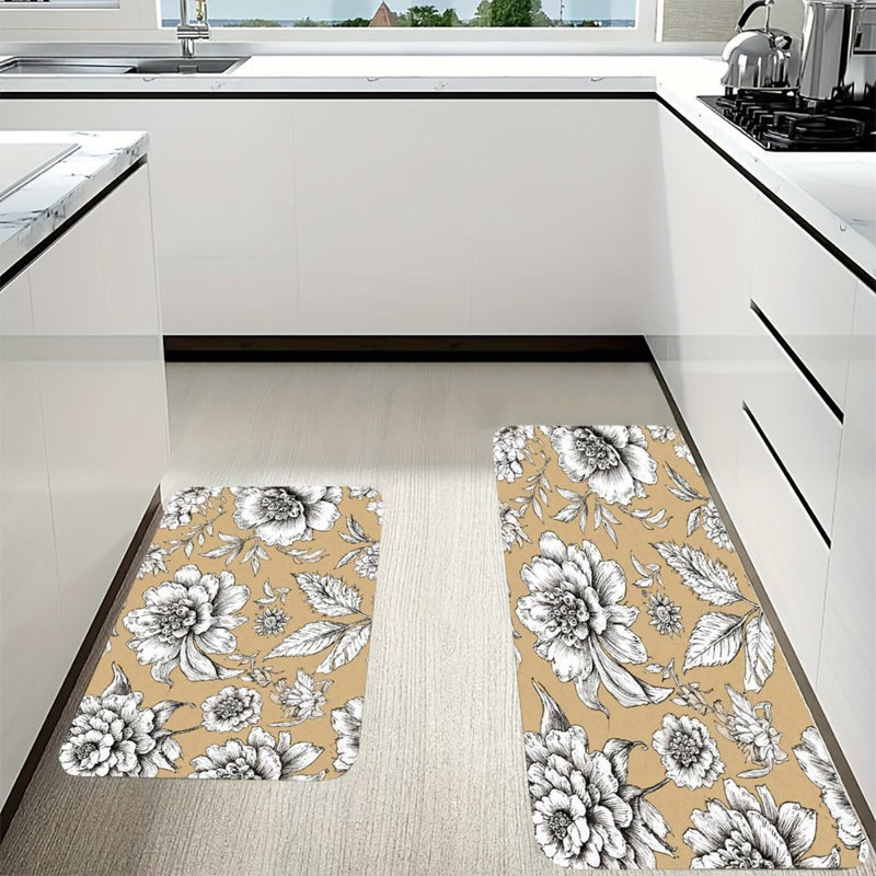 Ensemble de 2 tapis de cuisine dessinés à la main