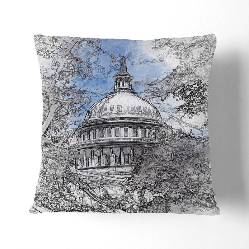 Abstract Square Cushion, 40cm H x 40cm W x 15cm D, White