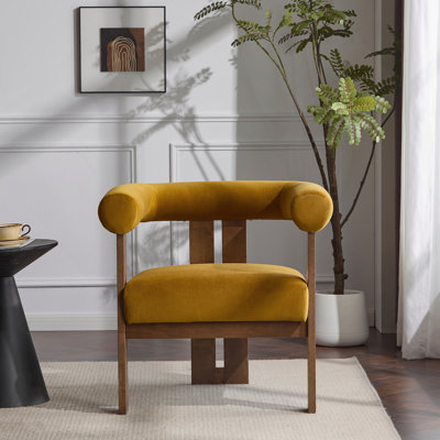Chaise d'appoint moderne rembourrée avec accoudoirs ronds