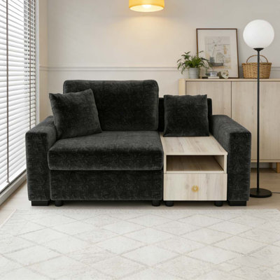Canapé modulaire rembourré avec accoudoirs et console centrale