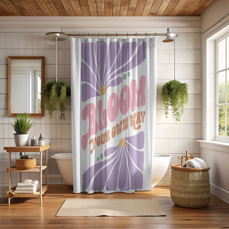 Rideau de douche 1 pièce Clean Petal, H 74 po x l 71 po