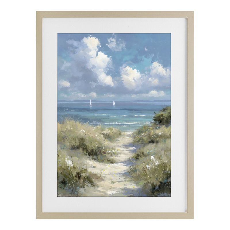 Impressionnistes impressionnants sous un chemin de plage encadré sous verre, design par Petal Prints Design, 20 x 14