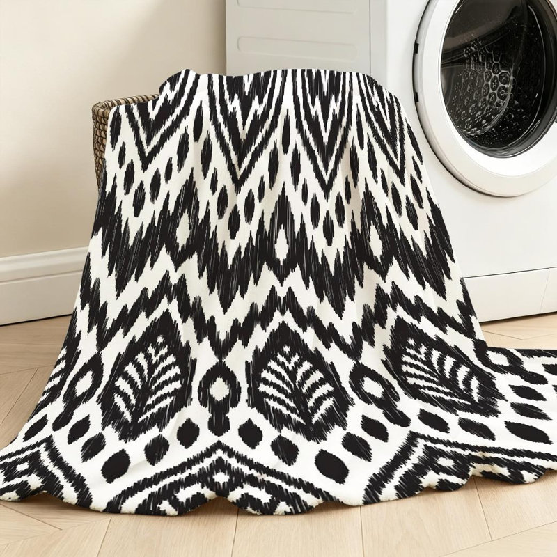 Jeté en molleton noir ultra doux, imprimé tribal sans couture, Jeté 30 po x 40 po