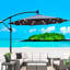 Parasol de terrasse extérieur de 3 m (10 pi) - Éclairage à DEL solaire, 8 baleines, étanche, avec manivelle et base en croix, pour jardin, terrasse ou piscine. Éclairage DEL intégré, étanche.-134738457-134738461