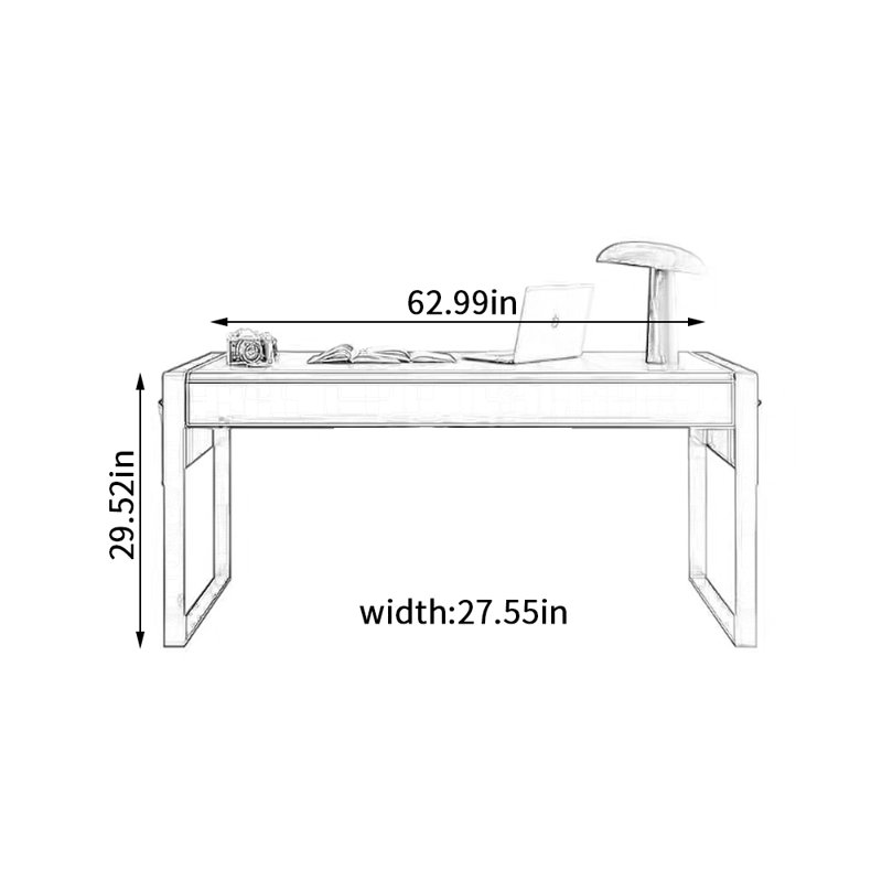 Modern High-end Saddle Leather Writing Desk, 29.52" H x 62.99" W x 27.55" D
