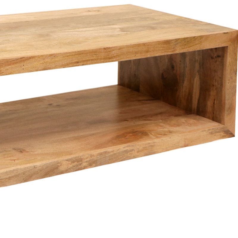 Table basse en bois avec tablette ouverte Keli Walpole, Brun naturel