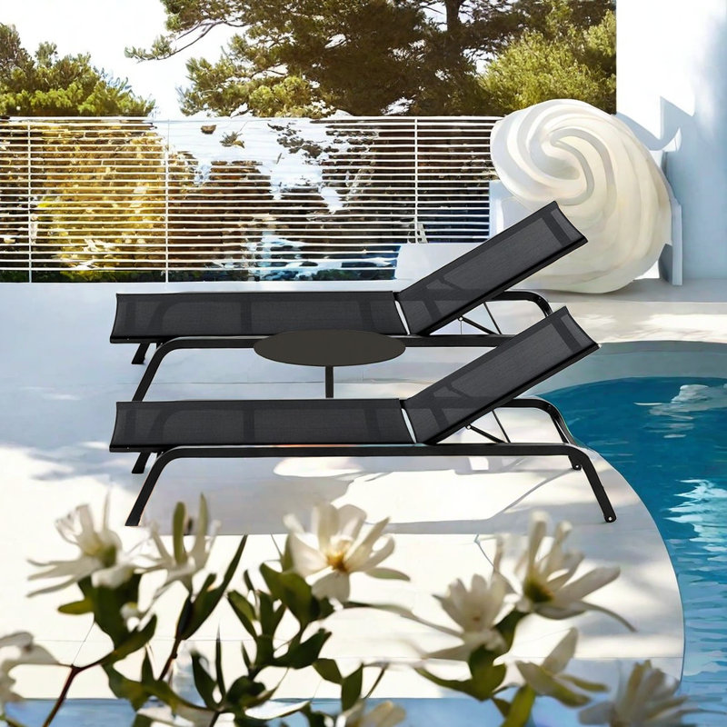 Outdoor Chaise Lounge Set with Table