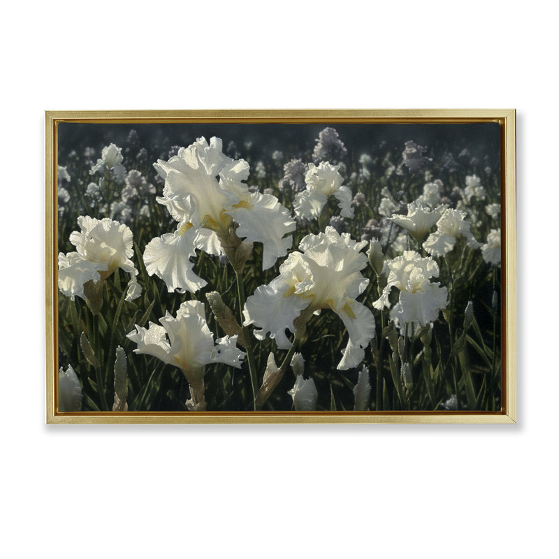 Cadre flottant blanc Iris Garden, design par Collin Bogle, H 17 po x l 25 po, Cadre flottant gris lustré