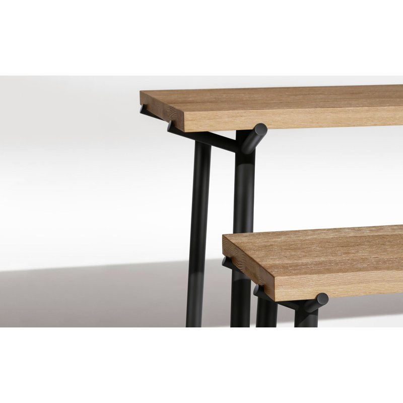 Branch Solid Oak Dining Table, 33" W x 76" L, Black, Oak