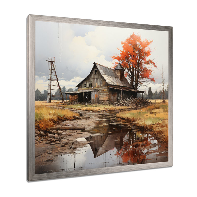 Art mural sur toile Barns, H 36 po x l 36 po x P 1,5 po, Cadre simple argenté