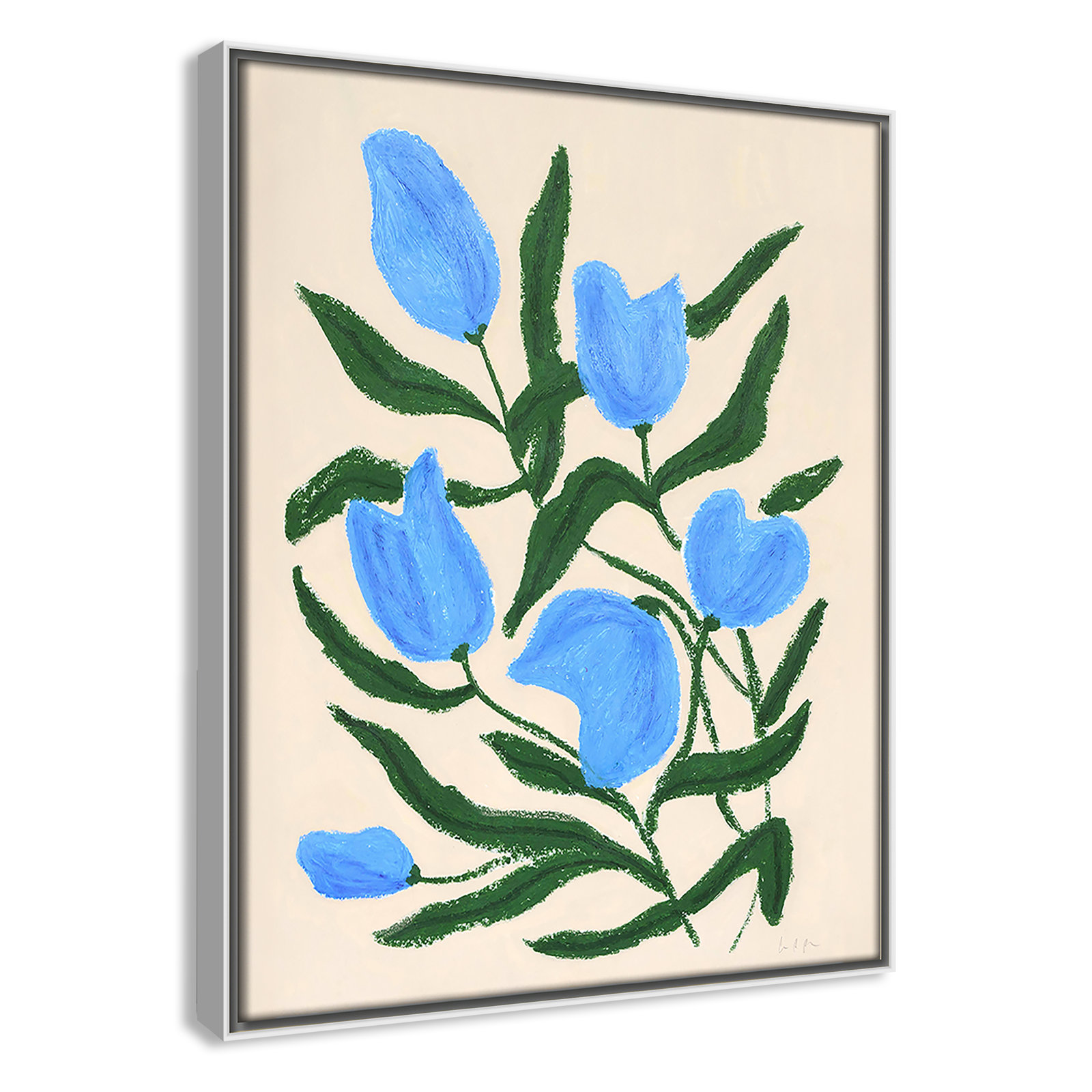 Colette "Blue Tulips" Print by Camilla Bergqvist, 15.5" H x 12.5" W, White