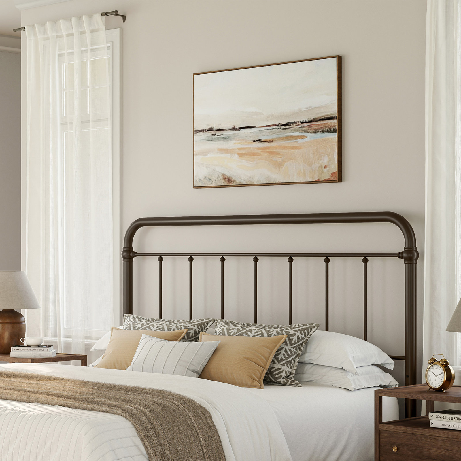 Shumacker Steel Slat Headboard, King, Dark Bronze