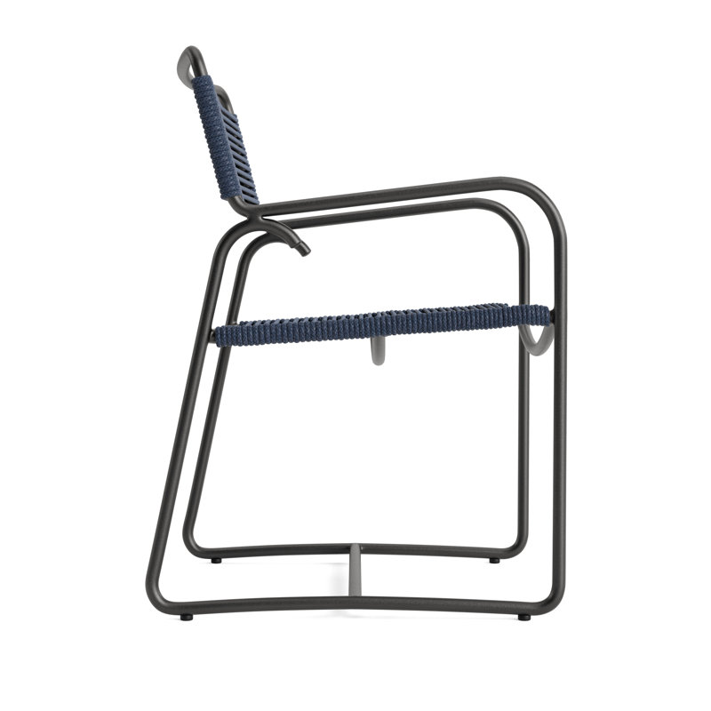 Walter Lamb Outdoor Armchair, Textured Pewter/Marine
