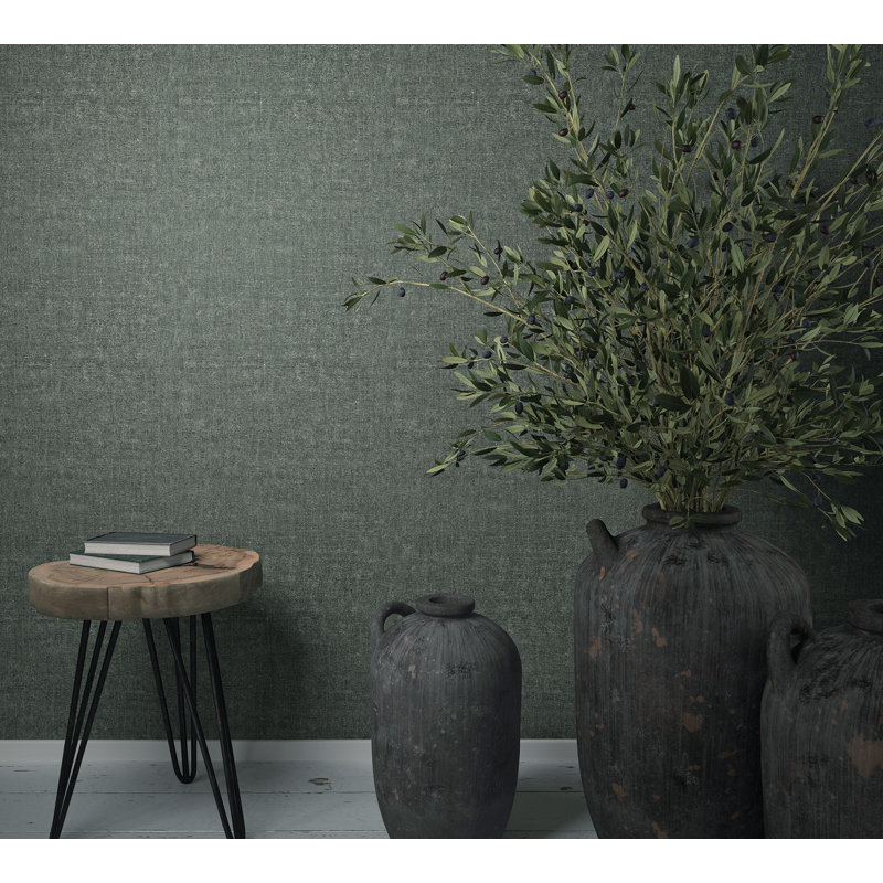 Loudoun Textured Weave Matte Non-pasted 10.05' x 53" Wallpaper Roll, Green
