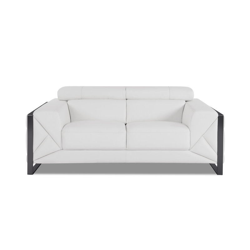 Causeuse en cuir italien Global United, Blanc