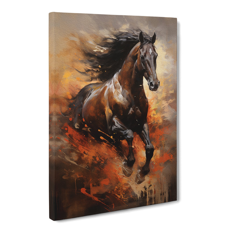 Horse Action Painting - Wrapped Canvas, 50cm H x 35cm W x 3cm D