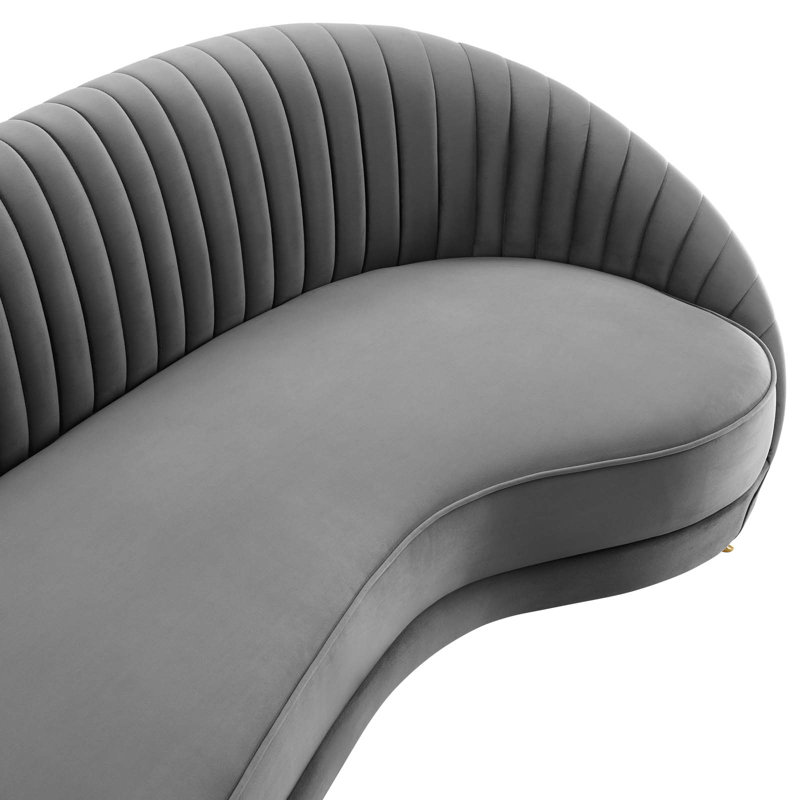 Camber 41.5" Velvet Flared Arm Curved Sofa, Gray Velvet