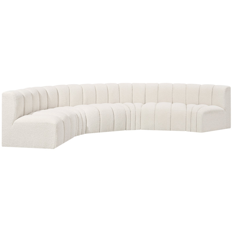 Huxleigh Upholstered Curved Sectional Reversible, Cream Boucle Fabric