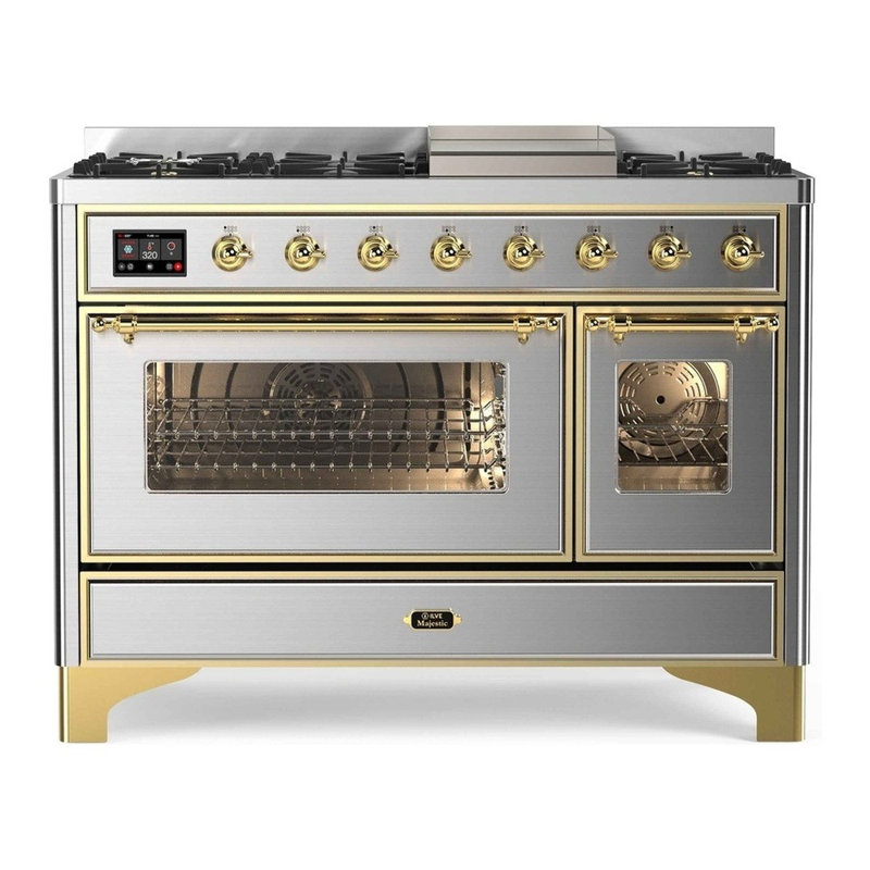Majestic II 48" 5.02 cu. ft. Freestanding Dual Fuel Range with Griddle, Liquid Propane, White/Bronze