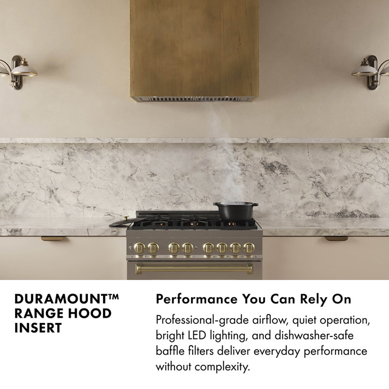 ZLINE 34 in. DuraMount Wall Mount Range Hood Insert in Stainless Steel