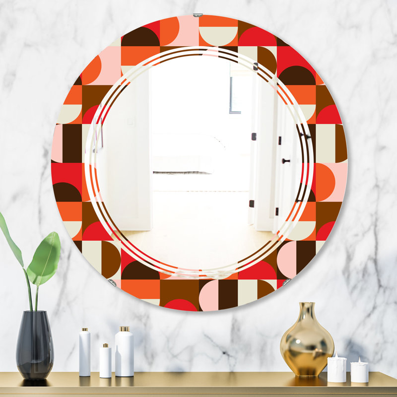 Triple C Abstract Mineral Texture Modern & Contemporary Frameless Wall Mirror, Leaves Triangular Design I, 31.5" H x 23.7" W