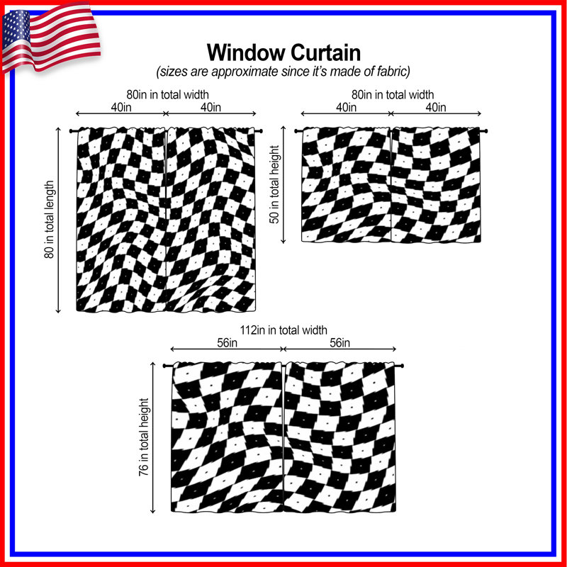 Rideaux obscurcissant et obscurcissant à carreaux ondulés - 2 panneaux, 20in x 50in - 2 panels, Sheer