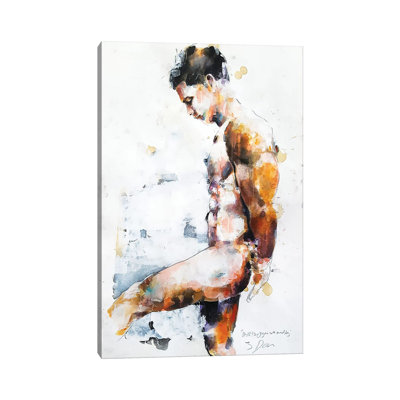 Figure With Raised Leg 11-16-18 by Thomas Donaldson - Wrapped Canvas Print