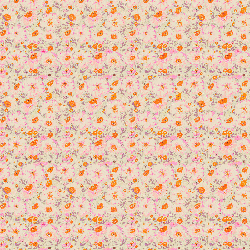 Agrume floral délavé rose, H 36 po x l 36 po
