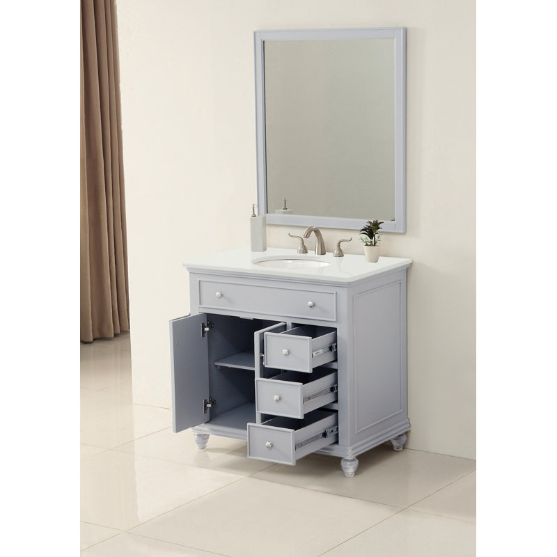 Otto 36'' Single Bathroom Vanity with Top, Light Gray, Ivory White