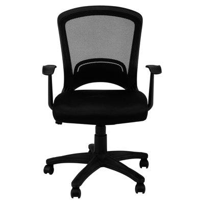 Adjustable Height Office Chair, 360-Degree Swivel, Black Mesh Fabric, Ergonomic For Desk Work Modern Chair With And , Swivel Computer
