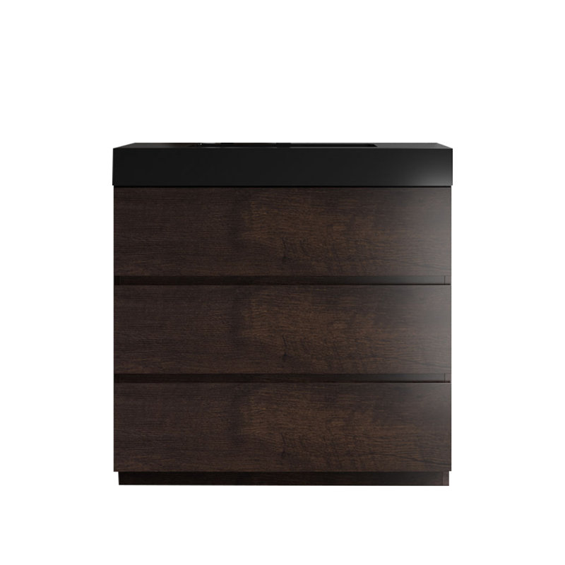 Alice 30" Rose Wood Freestanding Vanity with Black Top