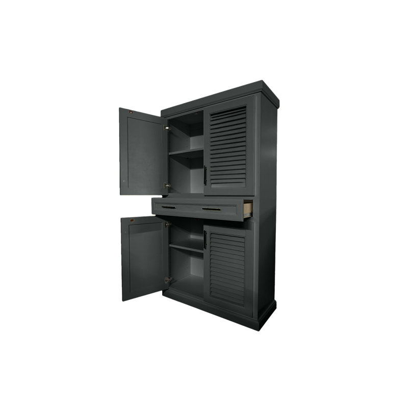 Armoire de cuisine en bois massif avec tiroir, Gris