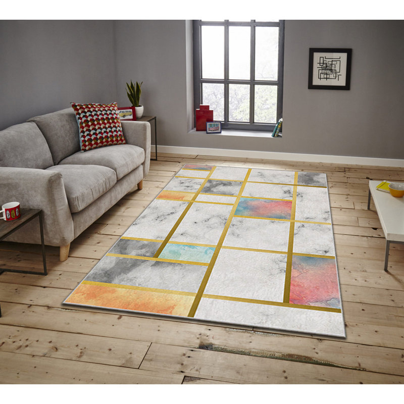 Luxurious Non-Slip Area Rug, 4.0 x 5.9 Feet, 100% Polyester, 740g/m² | Velvet Fabric with Digital Print | Easy-Clean Laminated Sponge Underside, Machine Washable | Perfect for Living Room, Bedroom & Home Decor
