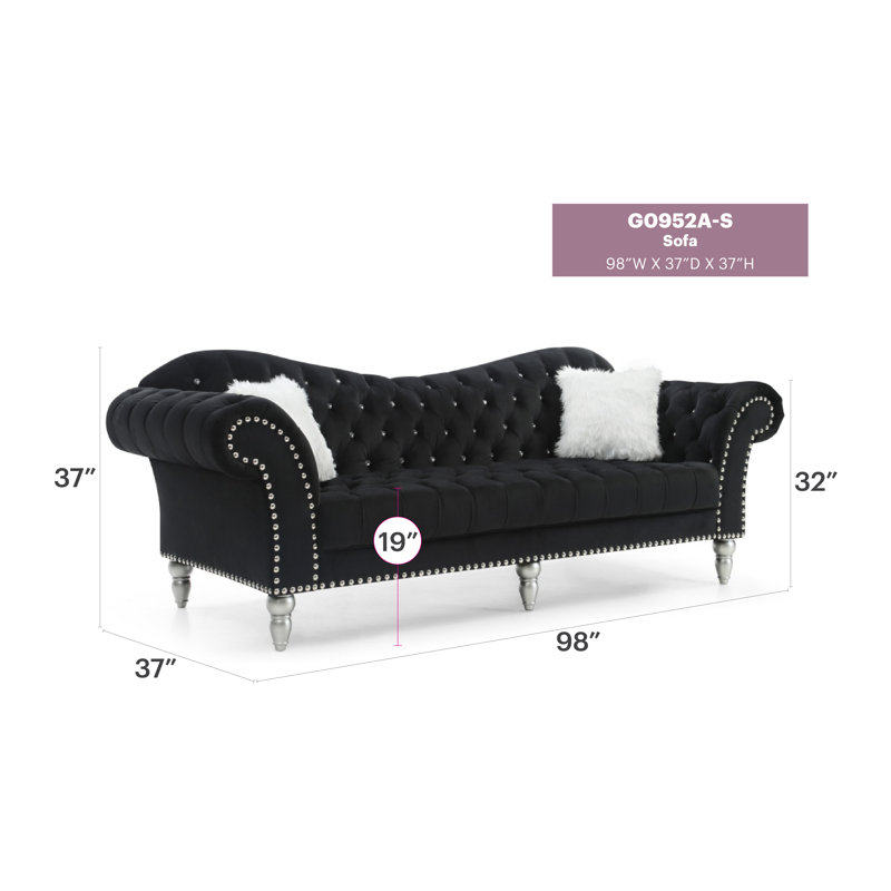 Canapé Elliot Wilshire F742C426385B4AB2894E96D93ECD57BD, Velours noir