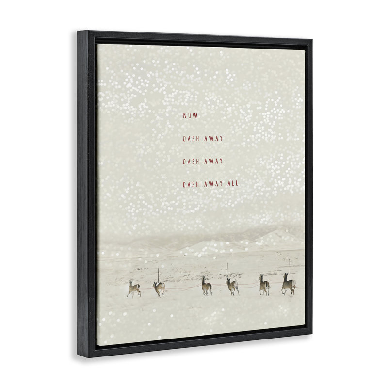 «Dash Away Winter Poem» par Rhonda Addison, H 31 po x l 25 po, Cadre flottant noir de jais