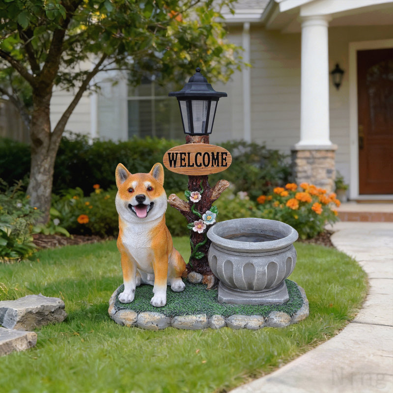 Décoration de jardin pour chien assis Akita
