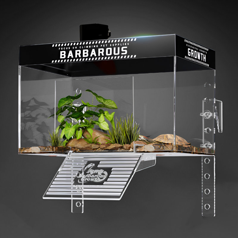 Plateforme de jeu de tortues avec lampe chauffante et réservoir de tortues aquatiques, H 11,87 po x l 7,8 po x P 7,8 po