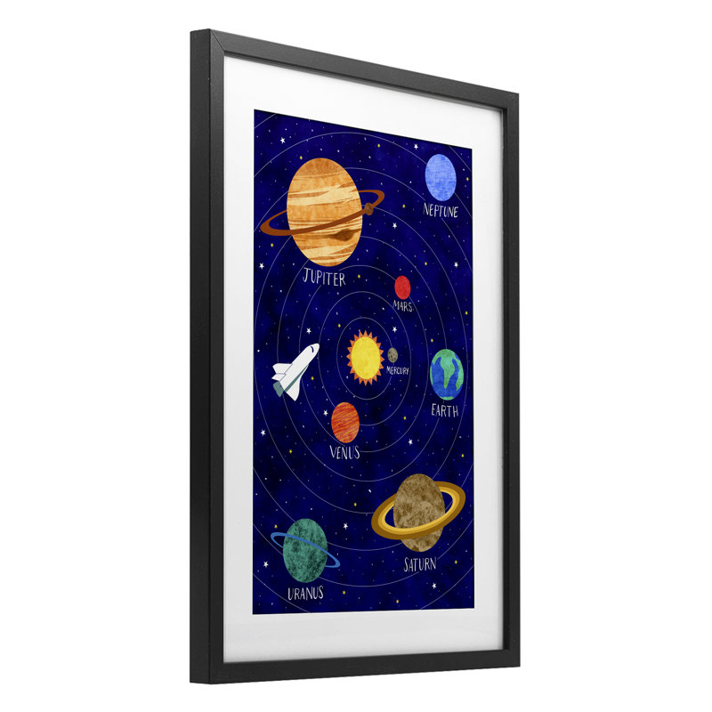 «Solar System Education», reproduction encadrée sous verre, conception par Elizabeth Caldwell, H 20 po x l 14 po
